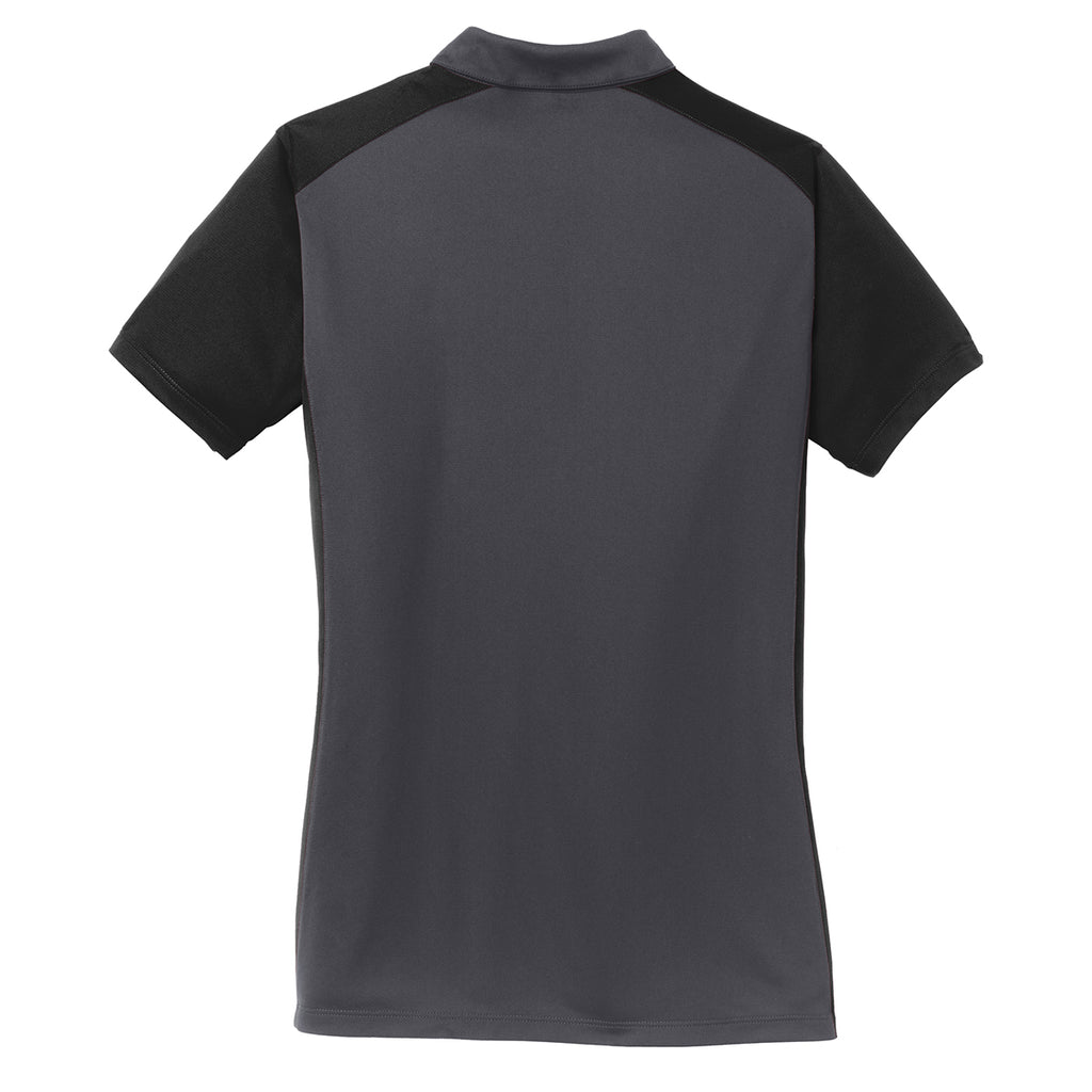 Sport-Tek Women's Iron Grey/Black Colorblock Micropique Sport-Wick Polo