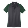 Sport-Tek Women's Iron Grey/Forest Green Colorblock Micropique Sport-Wick Polo