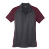 Sport-Tek Women's Iron Grey/Maroon Colorblock Micropique Sport-Wick Polo