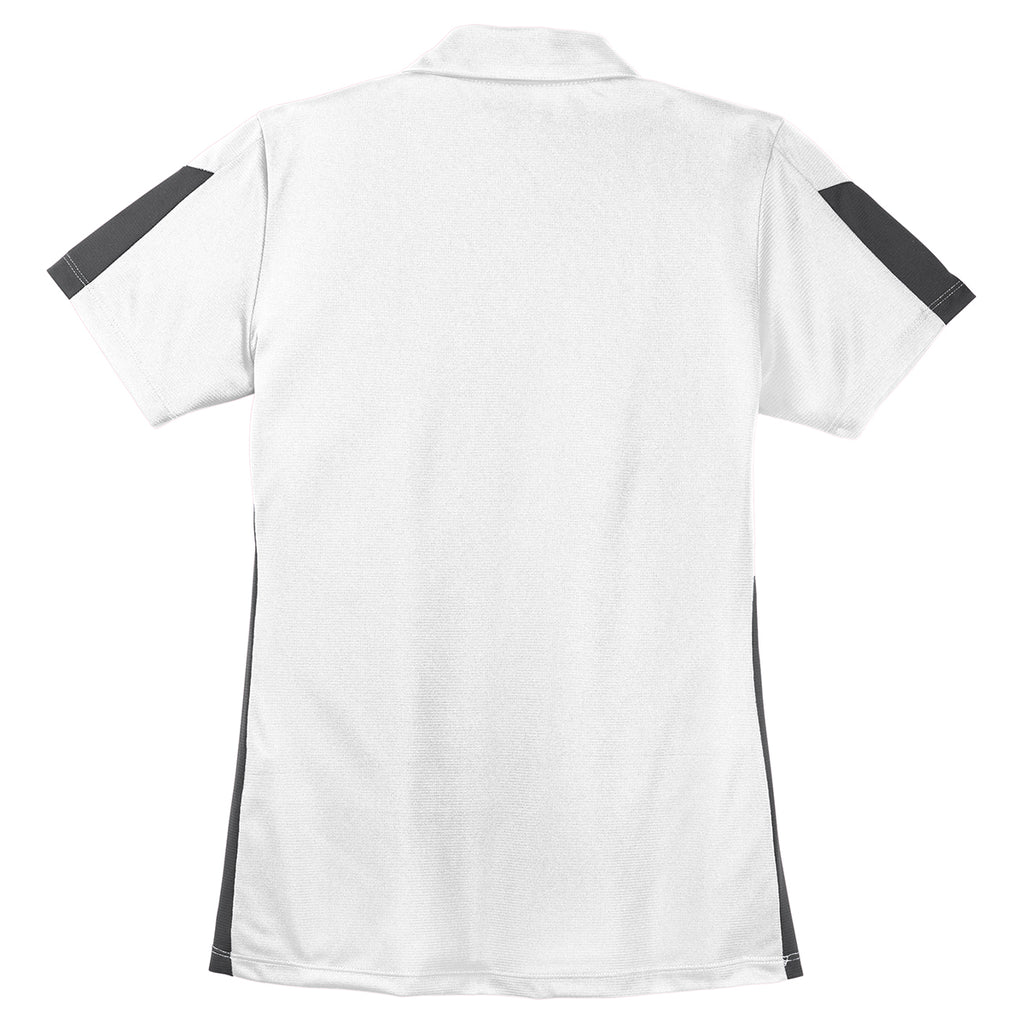 Sport-Tek Women's White/Grey PosiCharge Active Textured Colorblock Polo