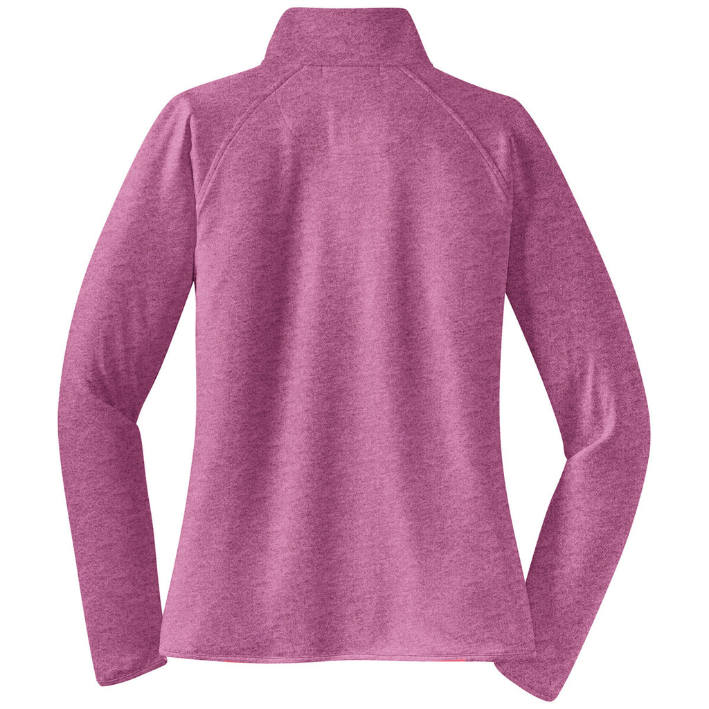 Sport-Tek Women's Pink Rush Heather Sport-Wick Stretch 1/4-Zip Pullover