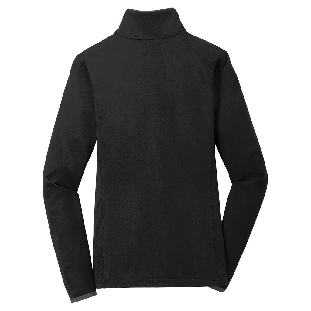 Sport-Tek Women's Black/Charcoal Grey Sport-Wick Stretch Contrast Full-Zip Jacket