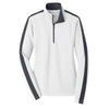 Sport-Tek Women's White/Iron Grey Sport-Wick Textured Colorblock Quarter Zip Pullover