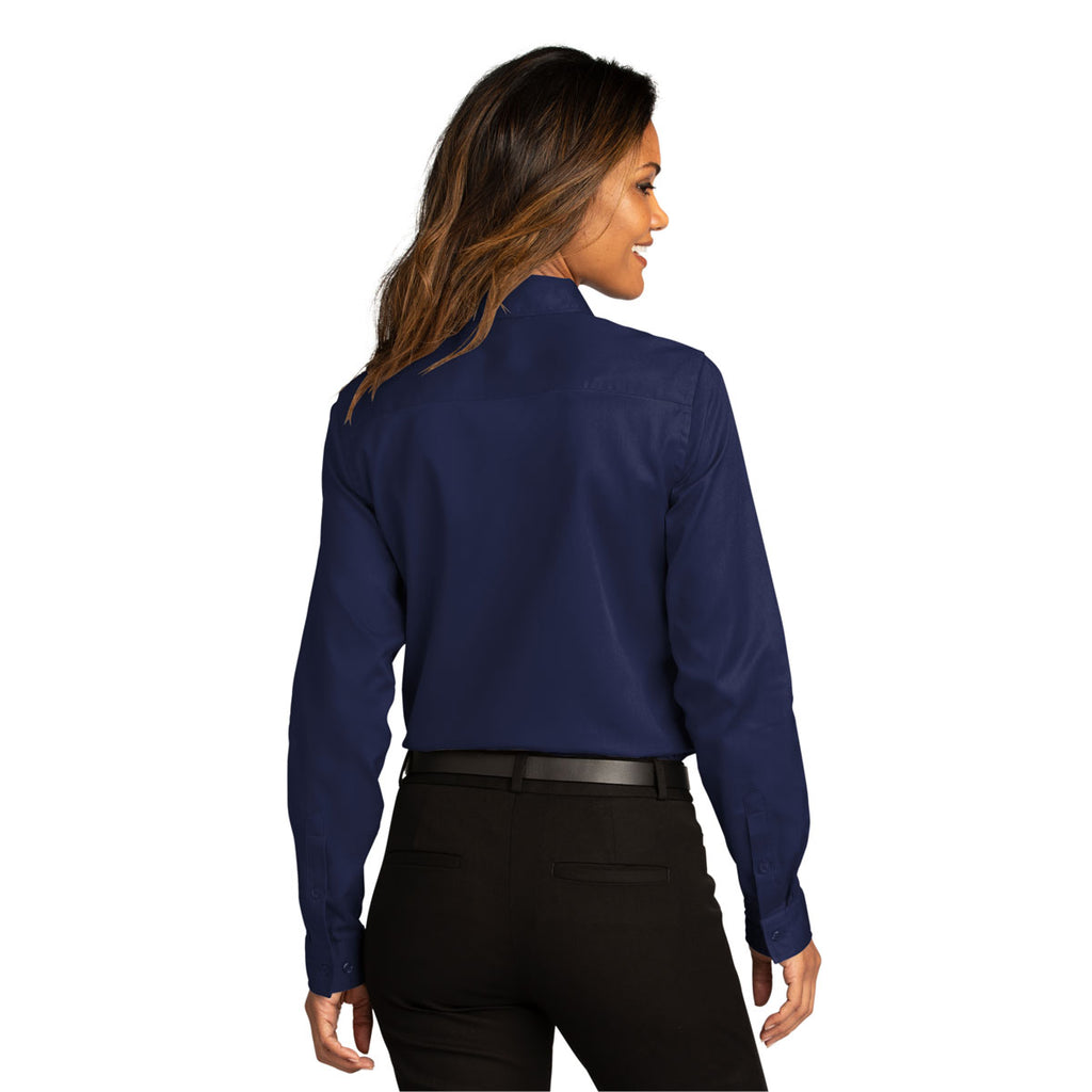 Port Authority Women's True Navy Long Sleeve SuperPro React