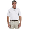 Harriton Men's White Tall 6 oz. Ringspun Cotton Pique Short-Sleeve Polo