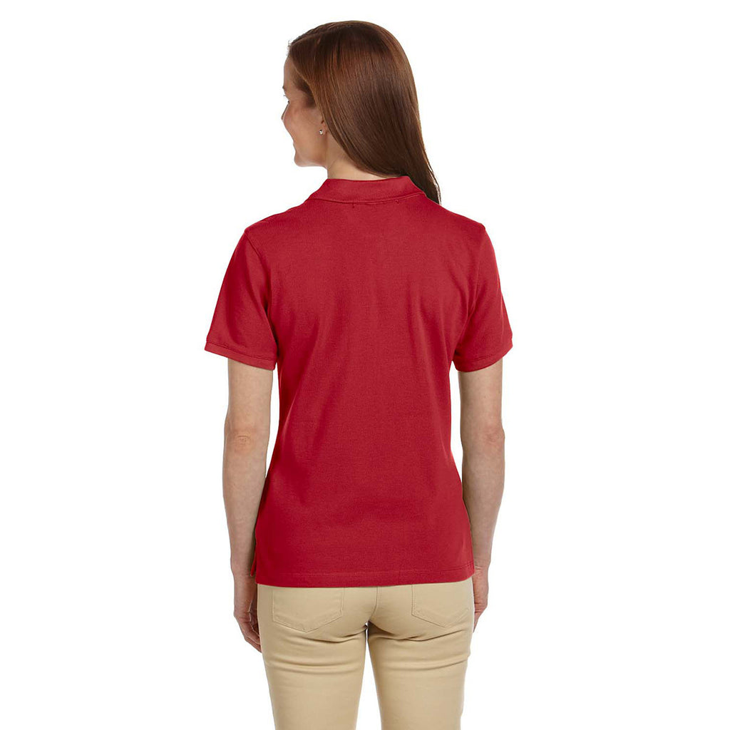 Harriton Women's Red 6 oz. Ringspun Cotton Pique Short-Sleeve Polo