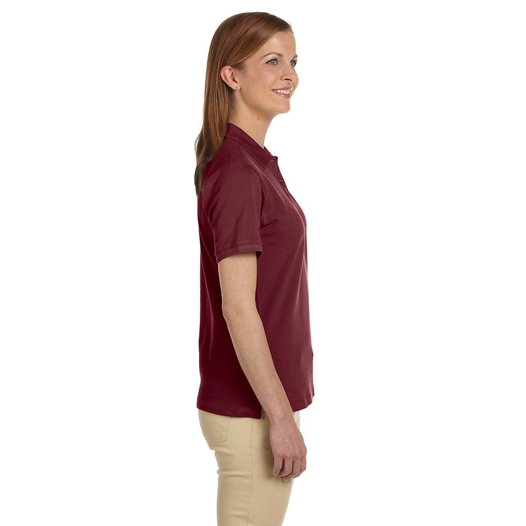 Harriton Women's Wine 6 oz. Ringspun Cotton Pique Short-Sleeve Polo