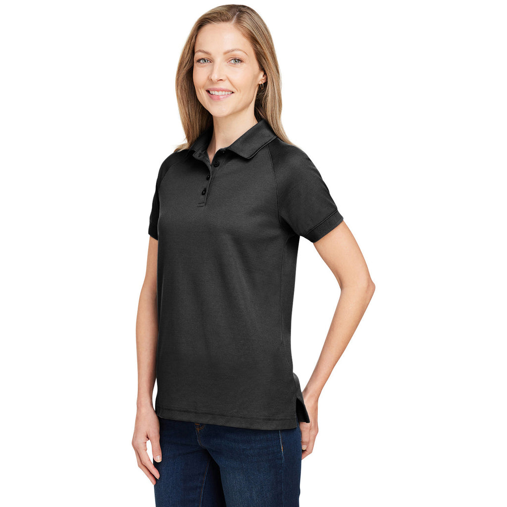 Harriton Women's Black Charge Snag and Soil Protect Polo