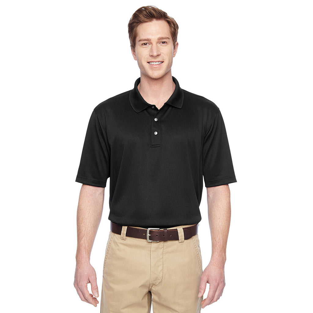 Harriton Men's Black Advantage IL Snap Placket Performance Polo