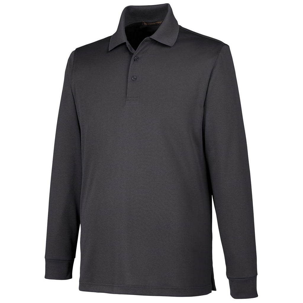 Harriton Men's Dark Charcoal Tall Advantage Snag Protection Plus Long Sleeve Polo