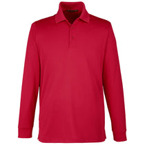 Harriton Men's Red Tall Advantage Snag Protection Plus Long Sleeve Polo