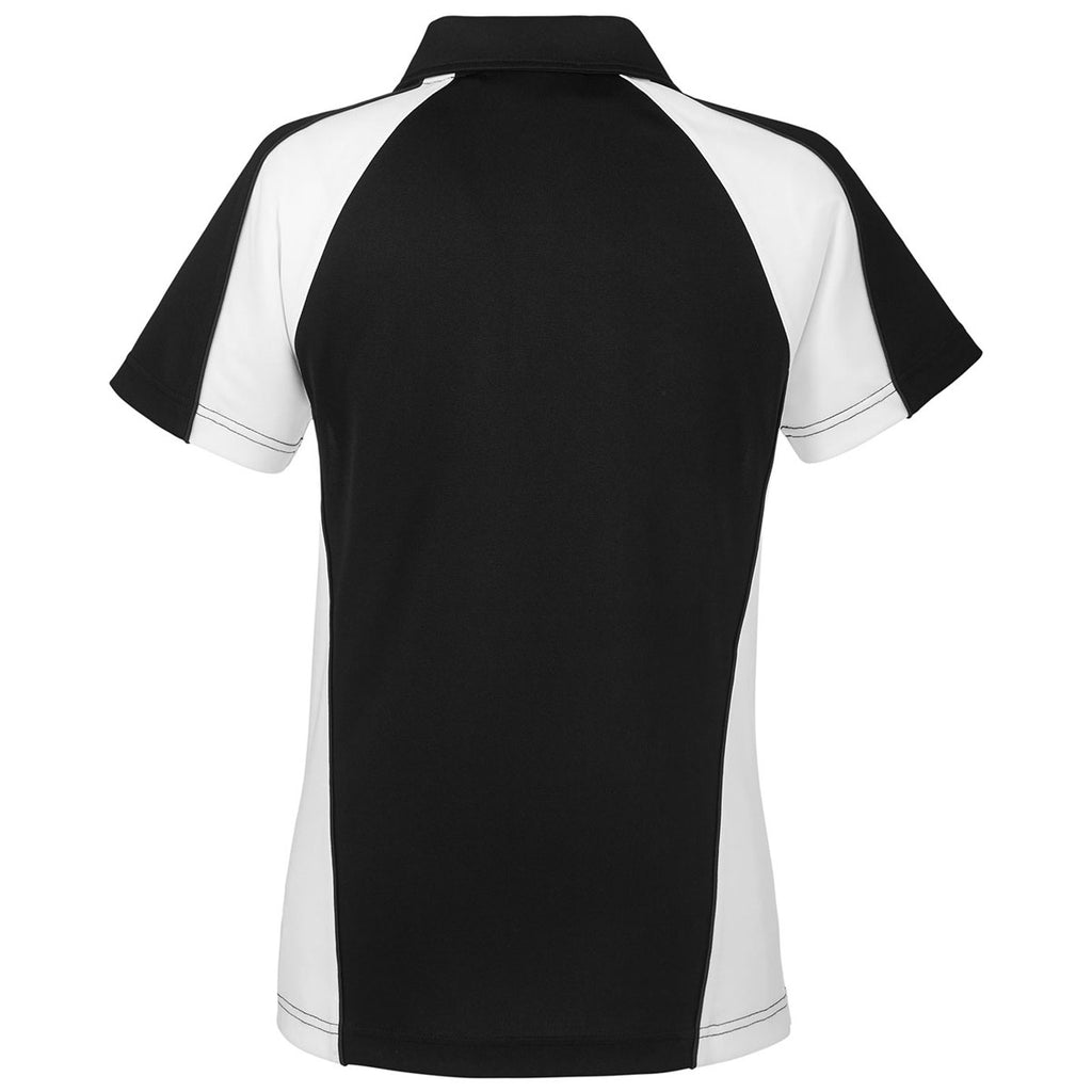 Harriton Women's Black/ White/ Dark Charcoal Advantage Snag Protection Plus Colorblock Polo