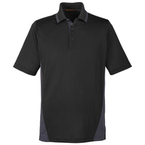 Harriton Men's Black/Dark Charcoal Tall Flash Snag Protection Plus Colorblock Polo