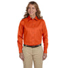 Harriton Women's Team Orange Easy Blend Long-Sleeve Twill Shirt with Stain-Release