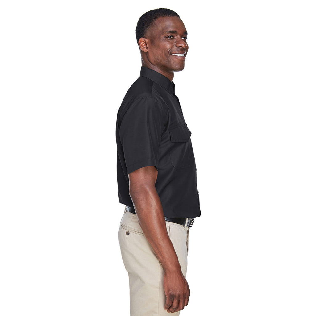 Harriton Men's Black Key West Short-Sleeve Performance Staff Shirt