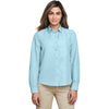 Harriton Women's Cloud Blue Key West Long-Sleeve Performance Staff Shirt