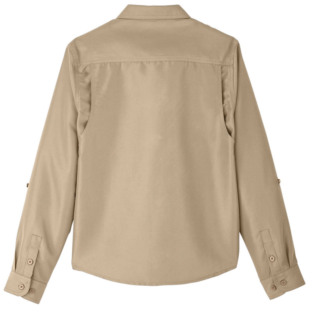 Harriton Women's Khaki Key West Long-Sleeve Performance Staff Shirt