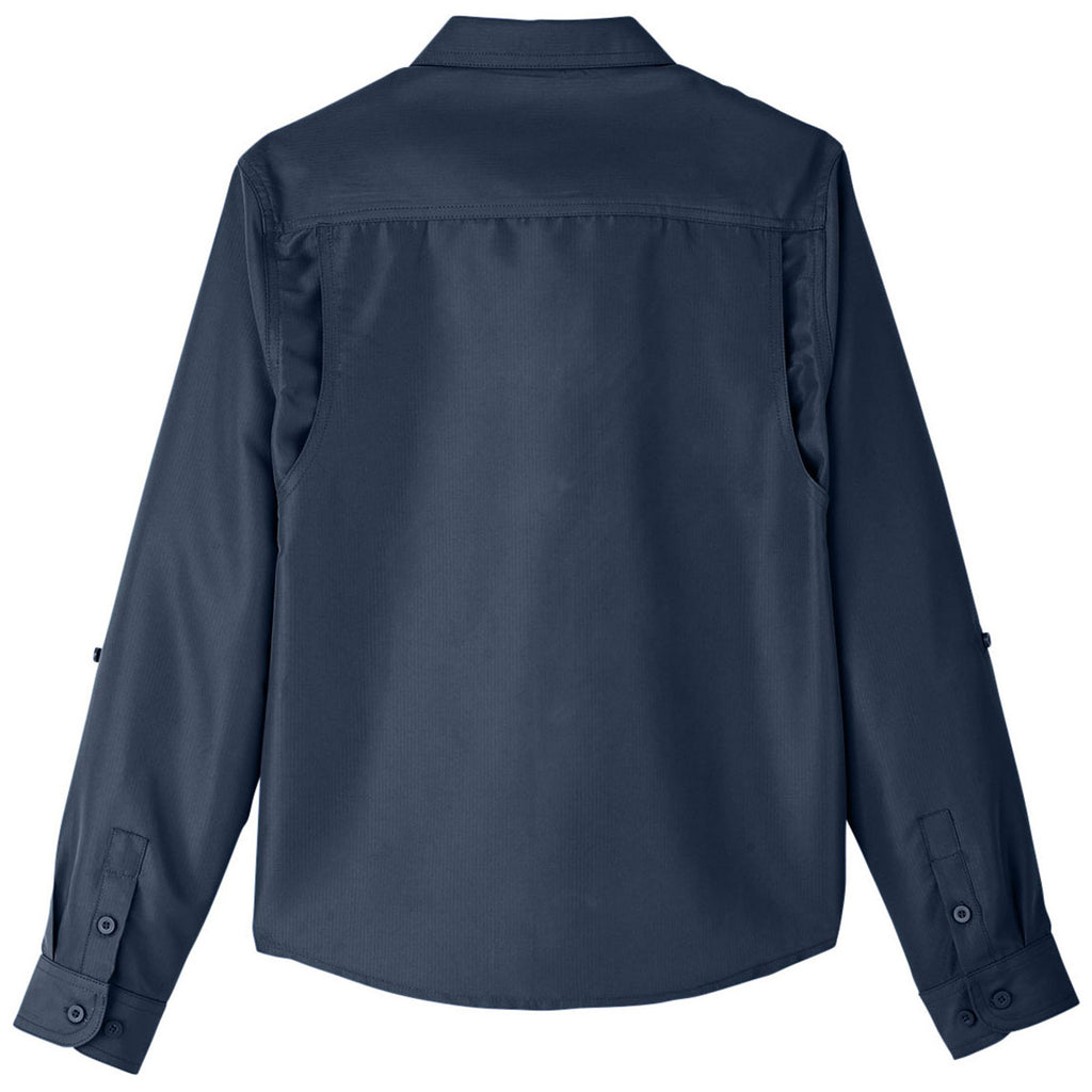 Harriton Women's Navy Key West Long-Sleeve Performance Staff Shirt