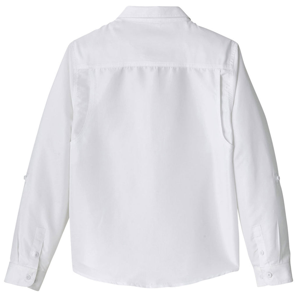 Harriton Women's White Key West Long-Sleeve Performance Staff Shirt