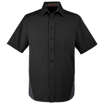 Harriton Men's Black/Dark Charcoal Tall Flash Colorblock Short Sleeve Shirt