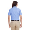 Harriton Women's Light Blue Short-Sleeve Oxford with Stain-Release