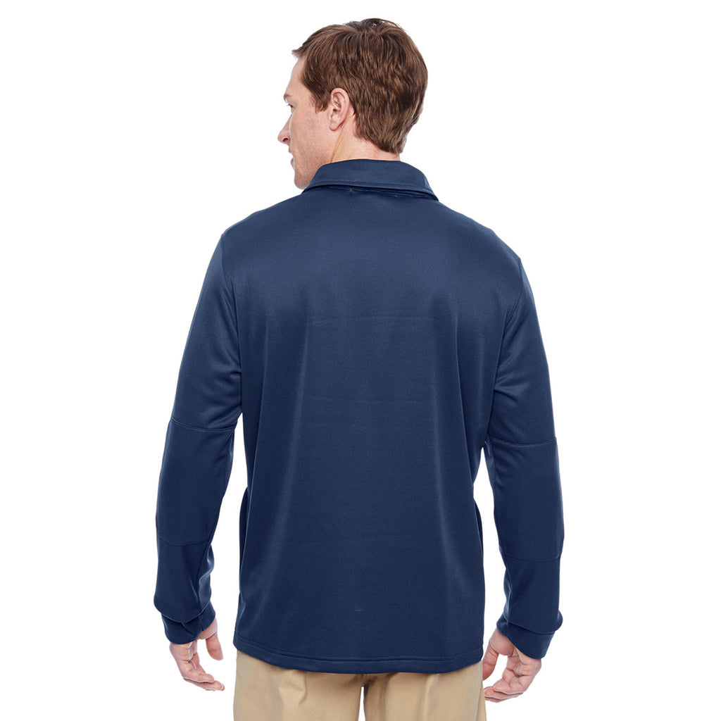Harriton Men's Dark Navy Task Performance Fleece Quarter-Zip Jacket