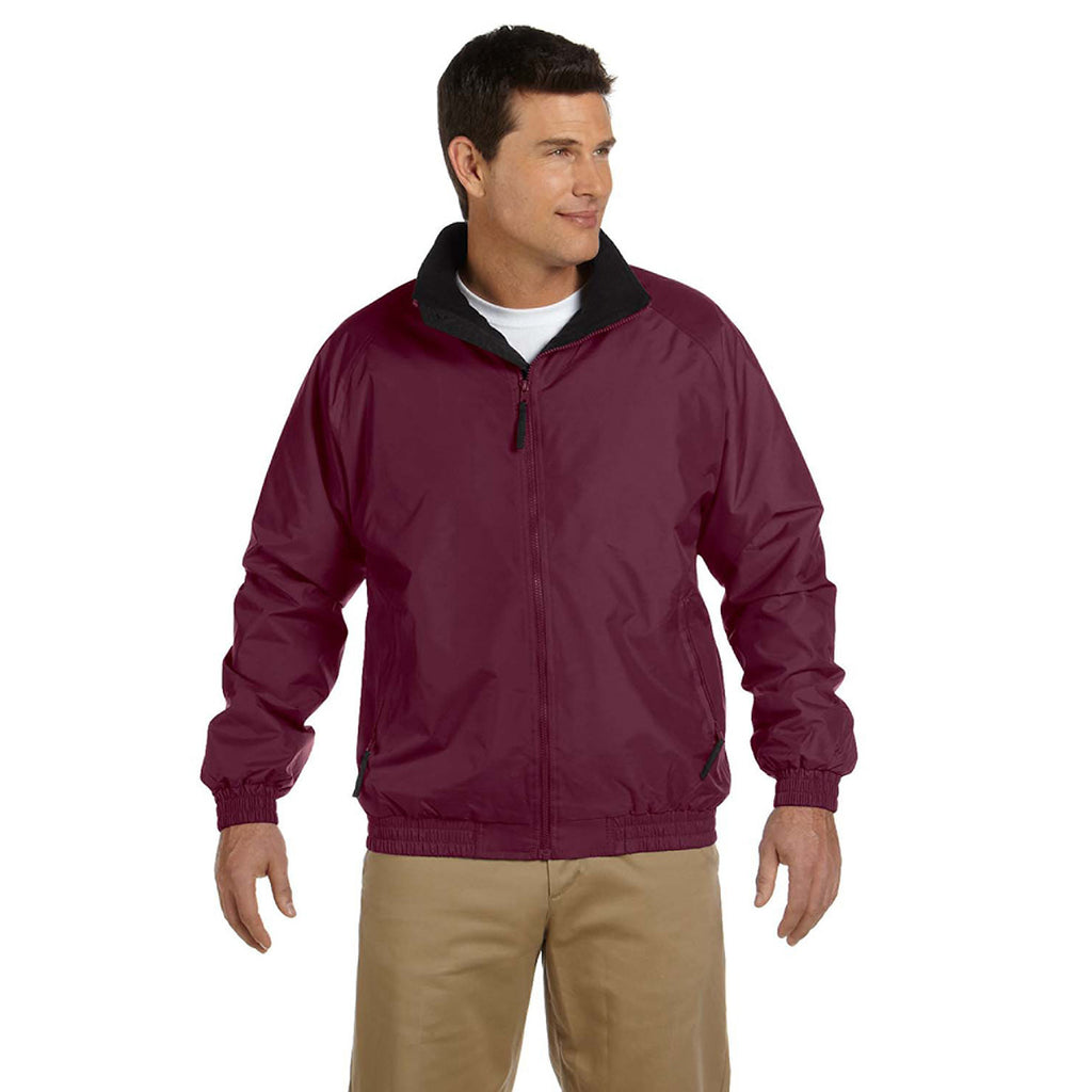 Harriton Men's Maroon/Black Fleece-Lined Nylon Jacket