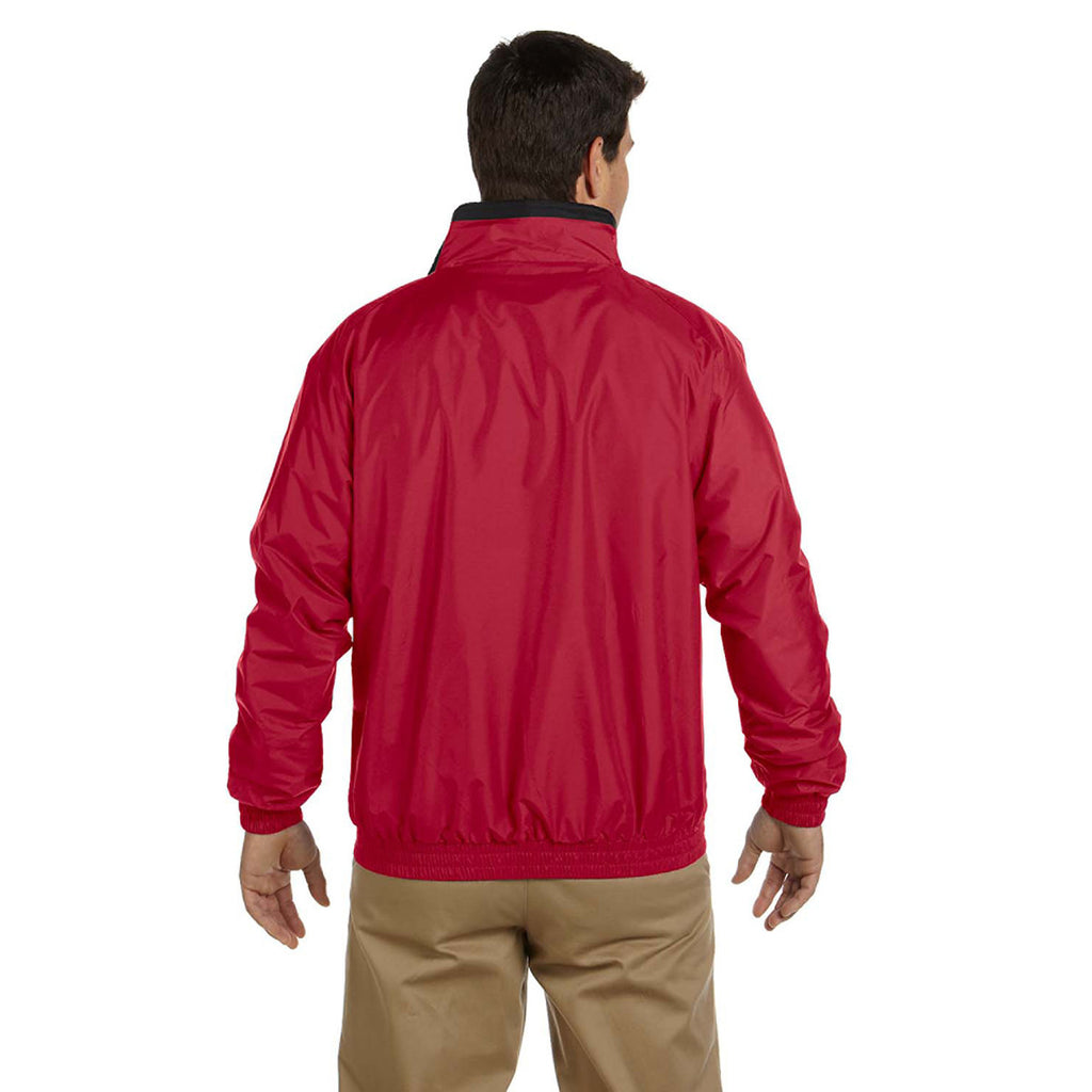 Harriton Men's Red/Black Fleece-Lined Nylon Jacket