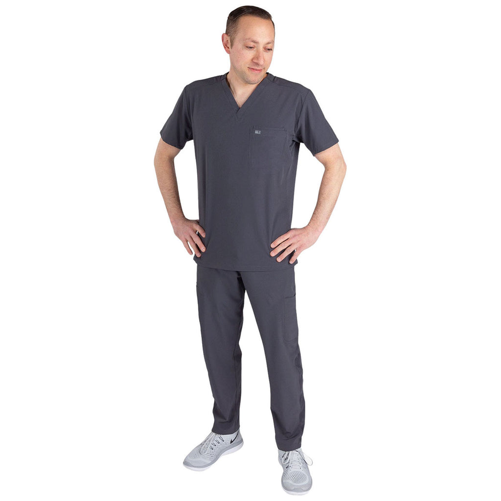 TiScrubs Men's Charcoal Grey Stretch 9-Pocket Short Scrub Pants