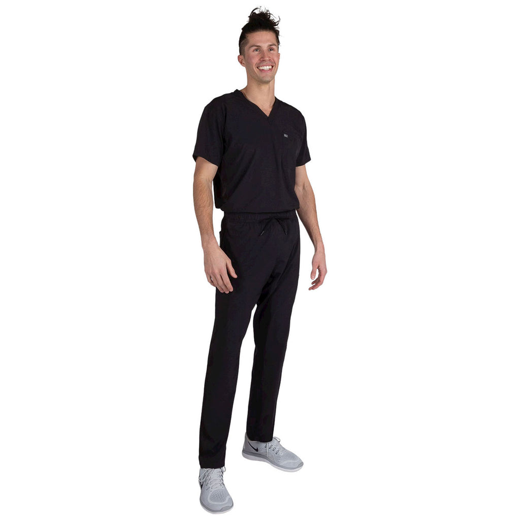 TiScrubs Men's Real Black Stretch 9-Pocket Regular Scrub Pants
