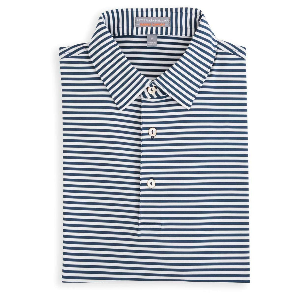 Peter Millar Men's Midnight Competition Stripe Polo with Sean Self Collar