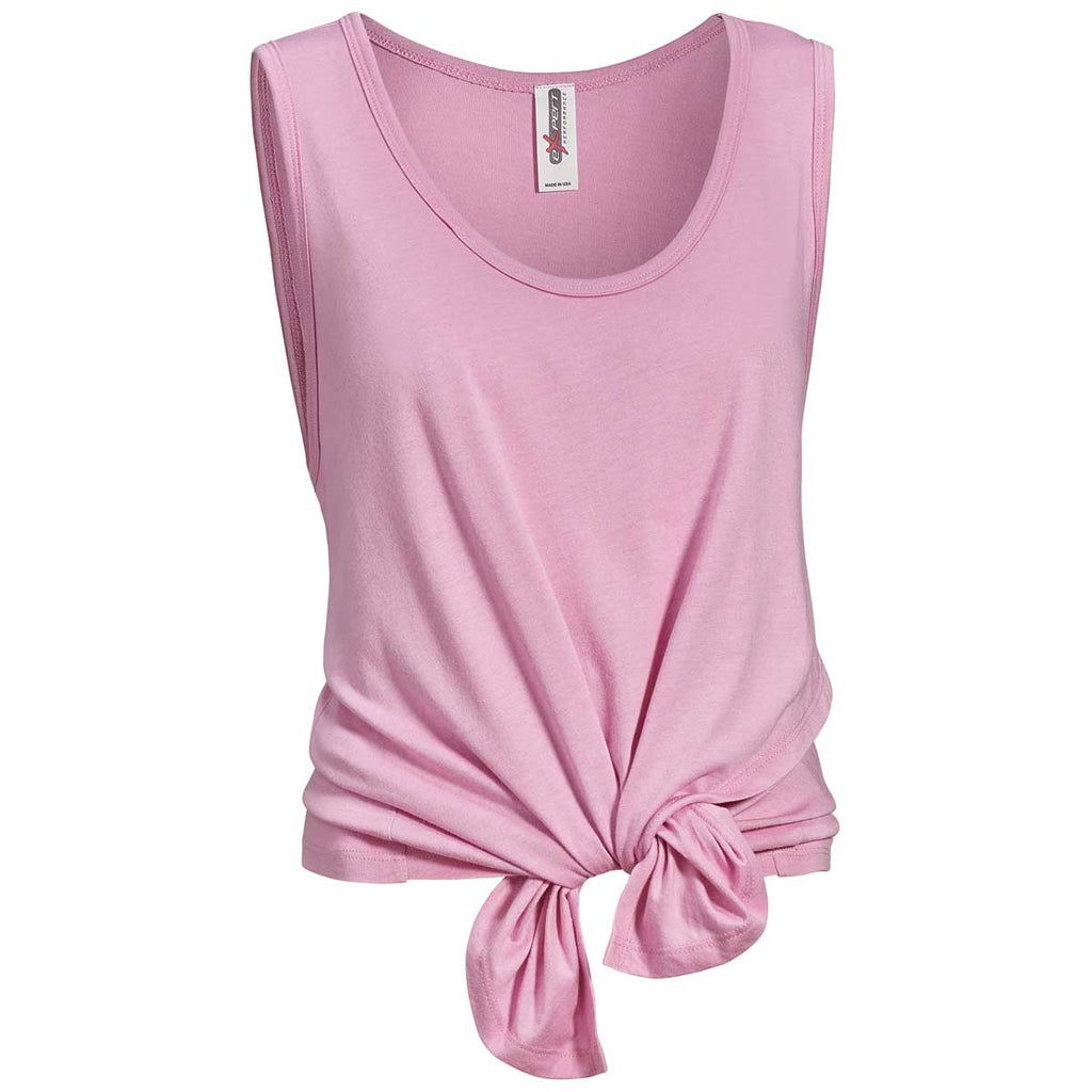 Expert Women's Pale Pink American Moca Tie Front Tank