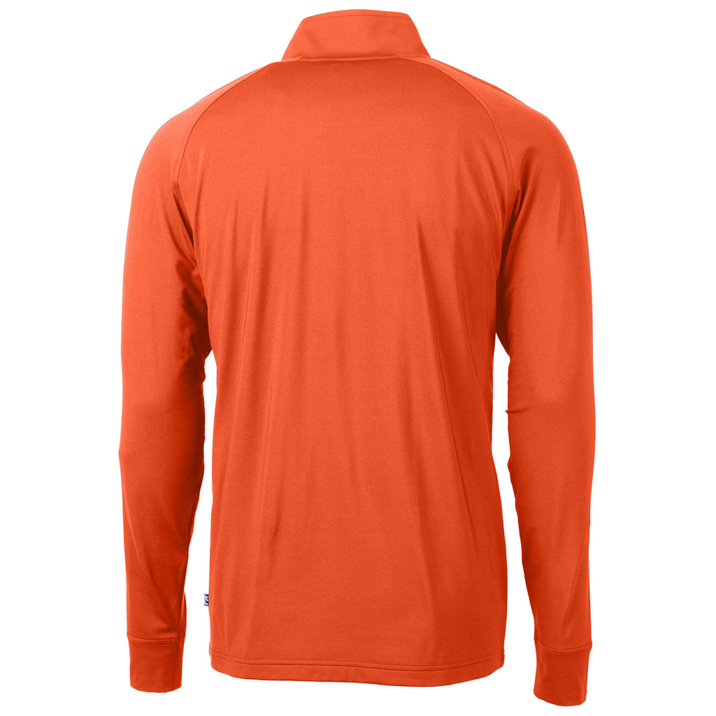 Cutter & Buck Men's College Orange Adapt Eco Knit Stretch Recycled Quarter Zip Pullover