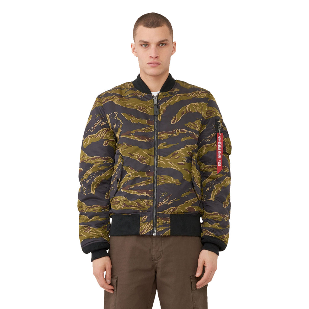 Alpha Industries Men's Tiger Camo MA-1 Slim Flight Jacket