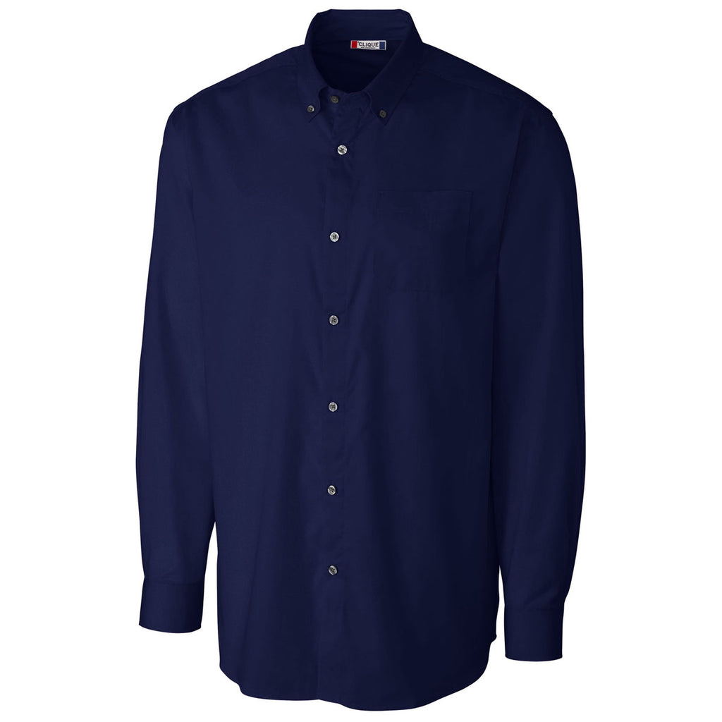 Clique Men's Navy Long Sleeve Avesta Stain Resistant Twill