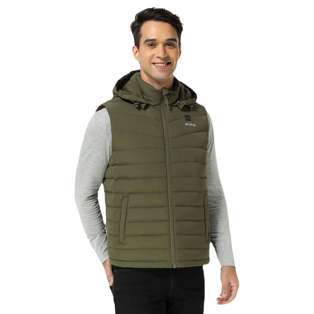 Ororo Men's Dark Green Heated Lightweight Down Vest