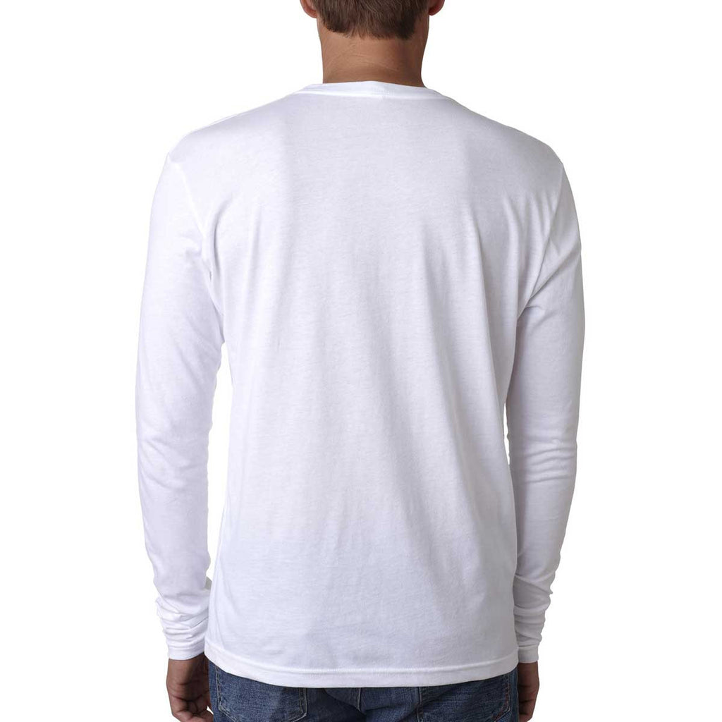 Next Level Men's White Premium Fitted Long-Sleeve Crew Tee