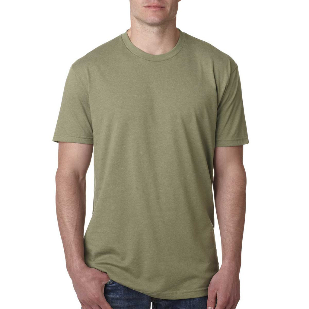 Next Level Men's Light Olive Premium Fitted CVC Crew Tee