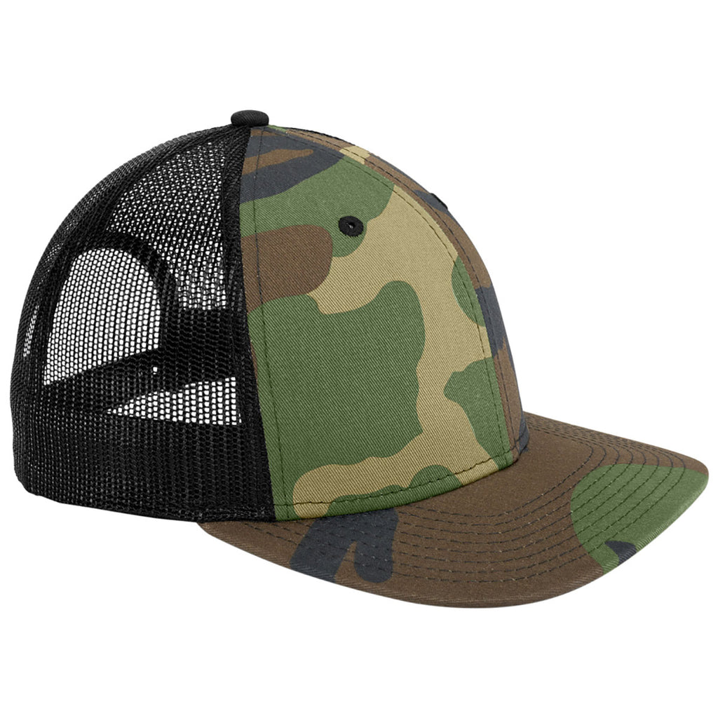 New Era Camo/ Black Snapback Low Profile Trucker Cap