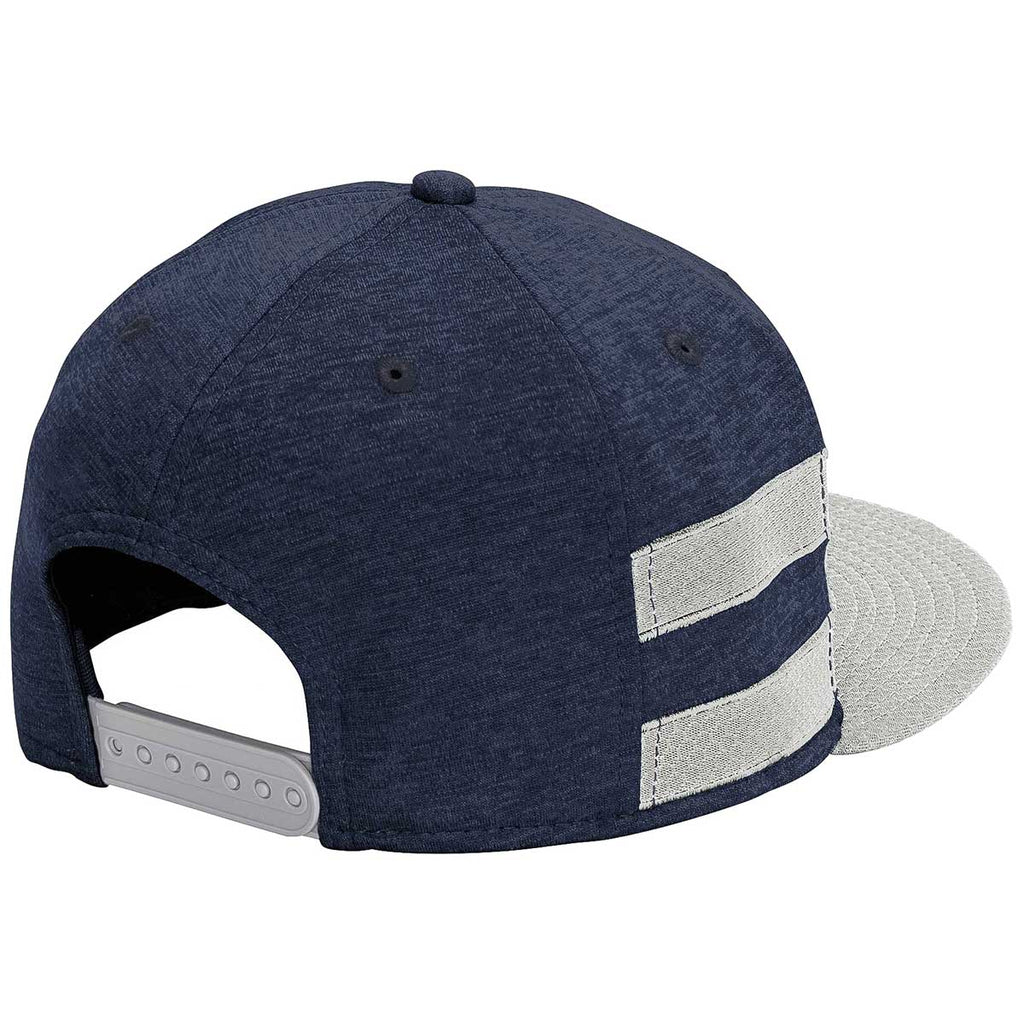 New Era Navy Shadow Heather/Grey Striped Flat Bill Snapback Cap