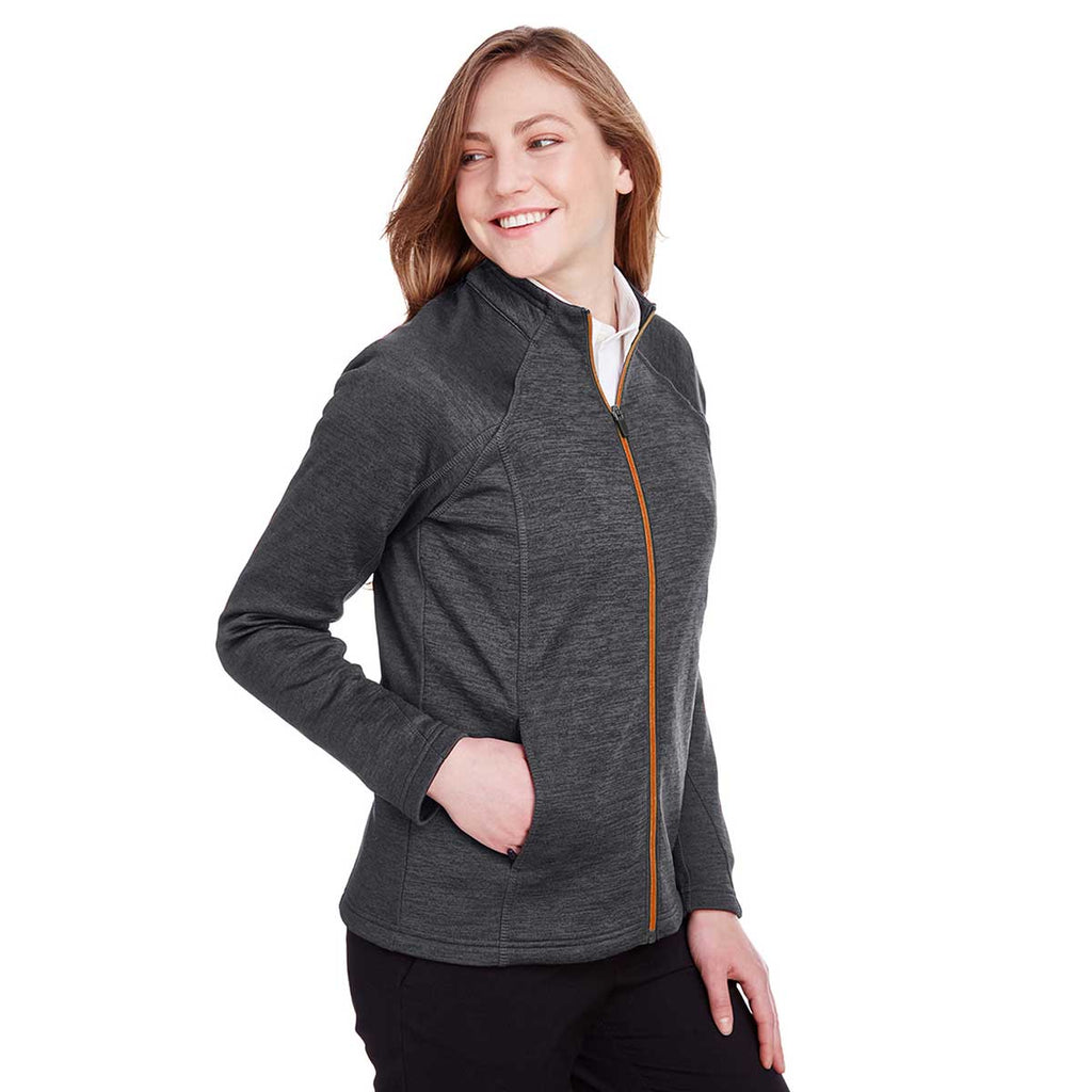 North End Women's Black Heather/Orange Soda Flux 2.0 Full-Zip Jacket