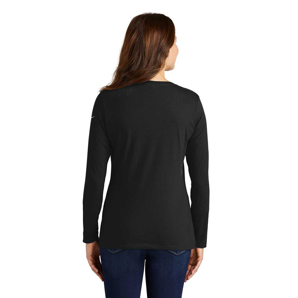 Nike Women's Black Core Cotton Long Sleeve Scoop Neck Tee