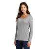 Nike Women's Dark Grey Heather Core Cotton Long Sleeve Scoop Neck Tee