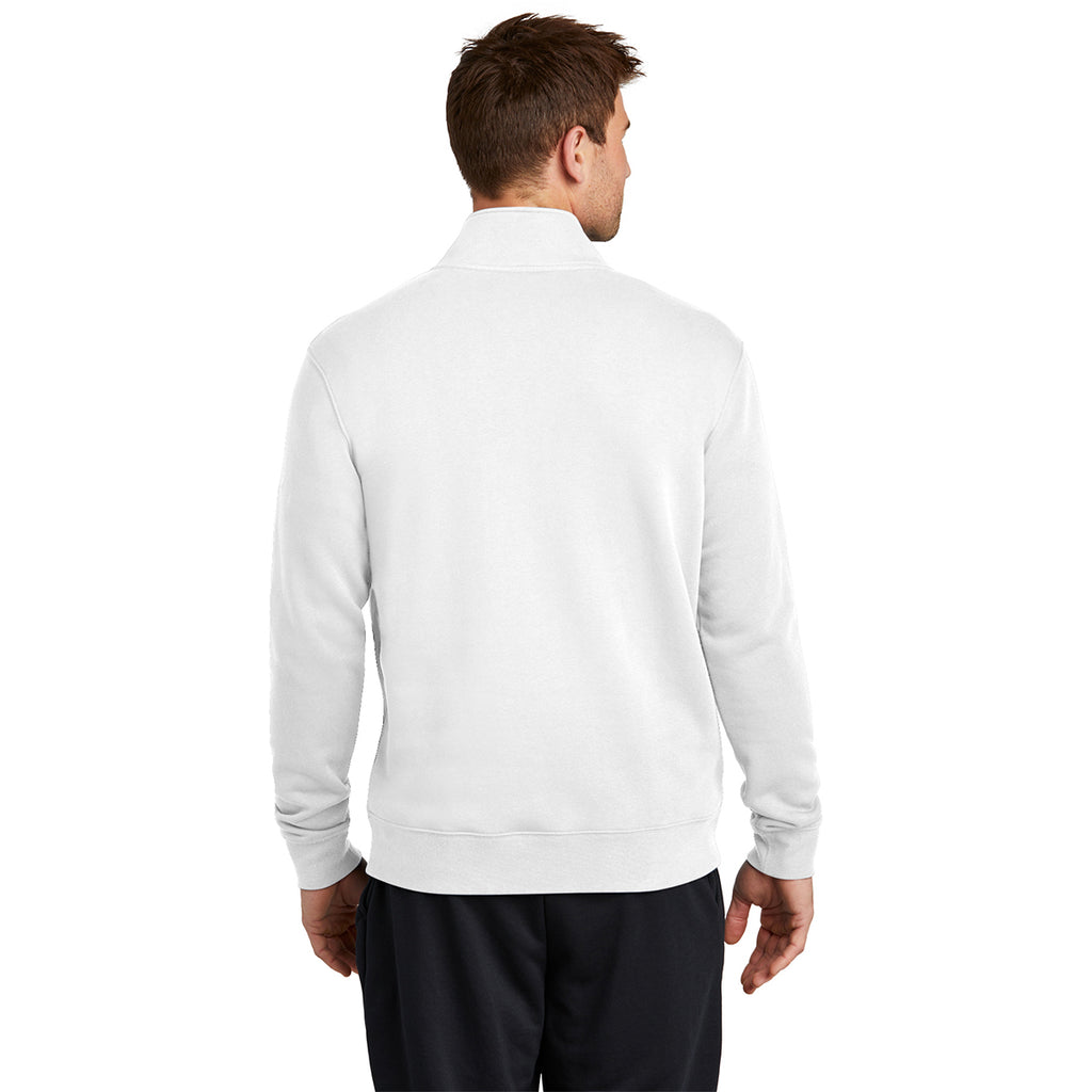 Nike Men's White Club Fleece Sleeve Swoosh 1/2 Zip