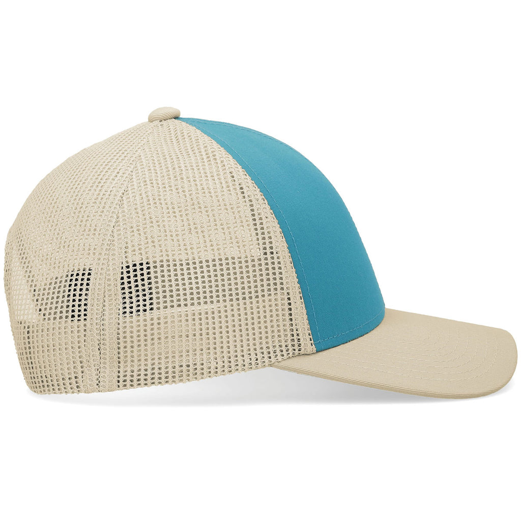 Pacific Headwear Beige/Teal/Beige Low-Pro Trucker Cap