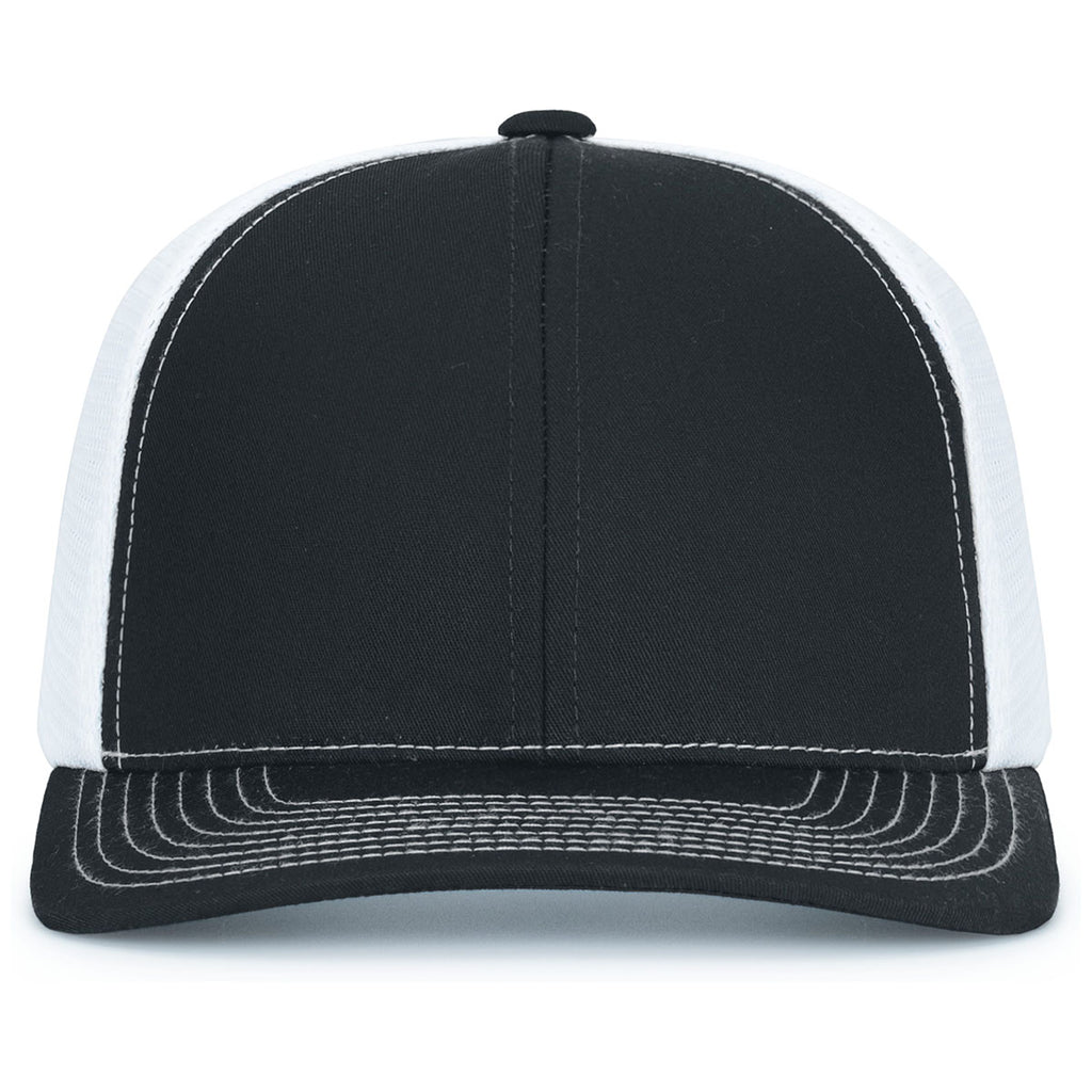 Pacific Headwear Black/White/BlackContrast Stitch Trucker Pacflex Snapback Cap