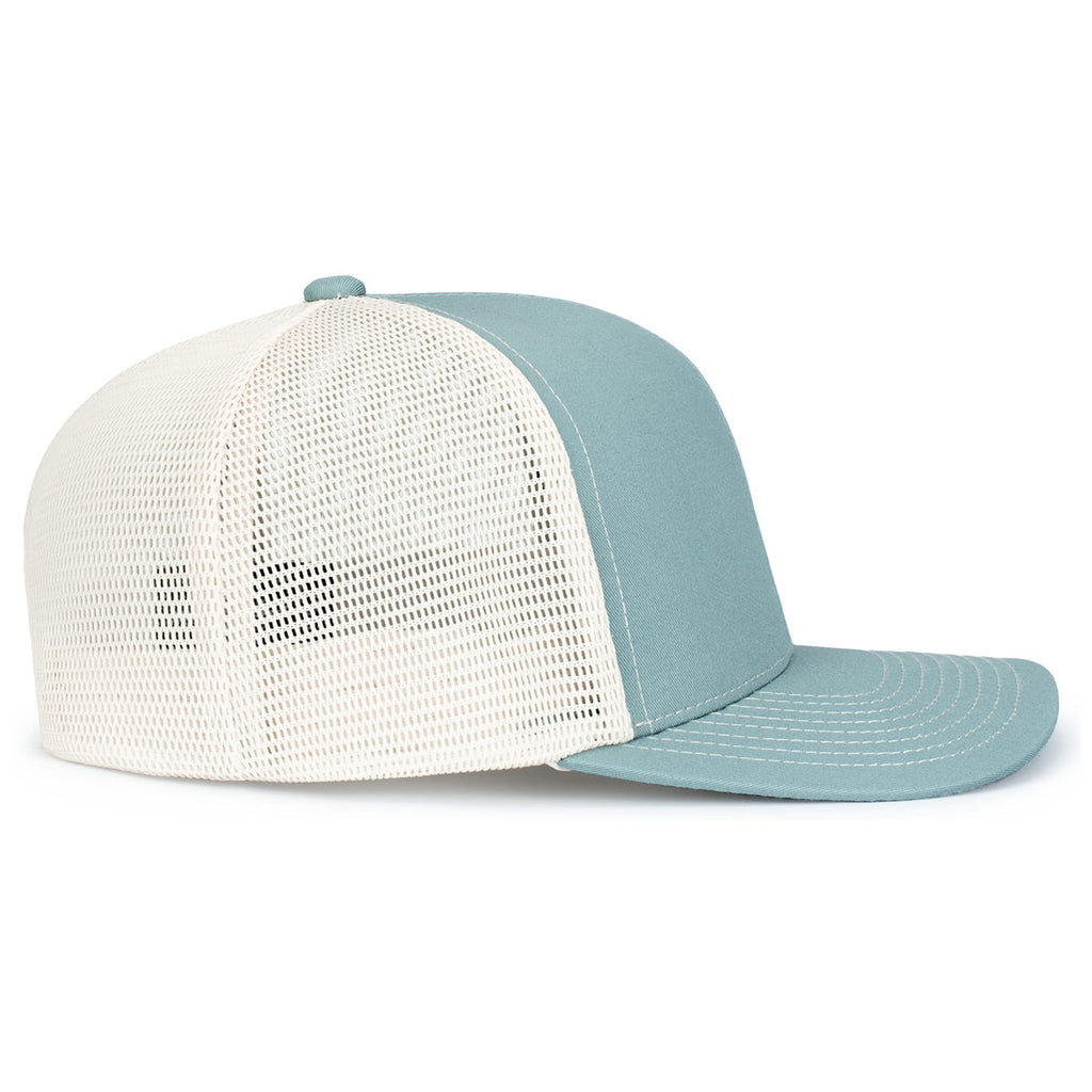 Pacific Headwear Smoke Blue/Beige/Smoke BlueContrast Stitch Trucker Pacflex Snapback Cap