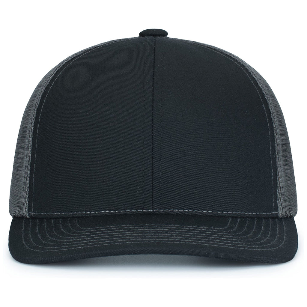 Pacific Headwear Black/Graphite/BlackContrast Stitch Trucker Pacflex Snapback Cap