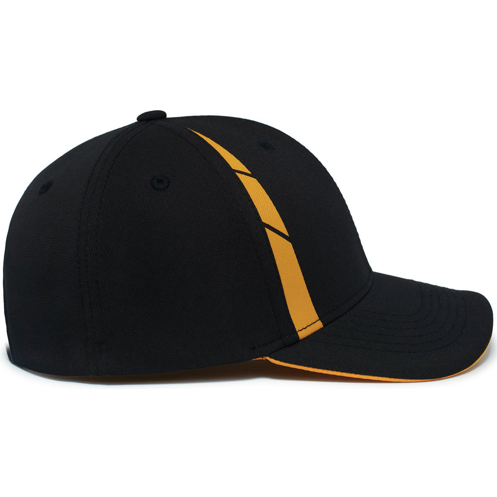 Pacific Headwear Black/Gold Coolcore Sildline Snapback Cap