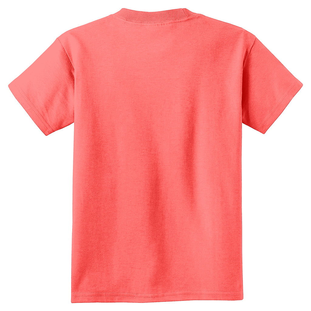 Port & Company Youth Neon Coral Pigment-Dyed Tee